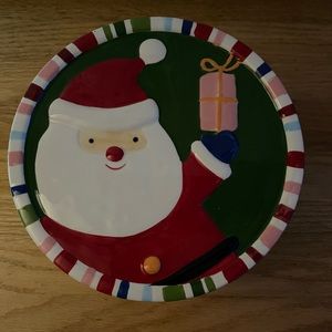 NWOT Round Ceramic Santa Cookie Jar